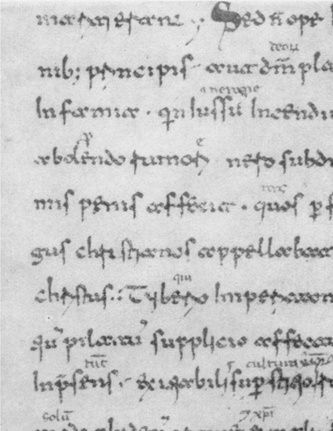 A copy of the second Medicean manuscript of Annals, Book 15, chapter 44, the page with the reference to Christians